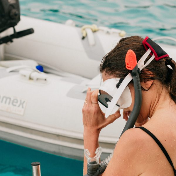 a person swimming in the water