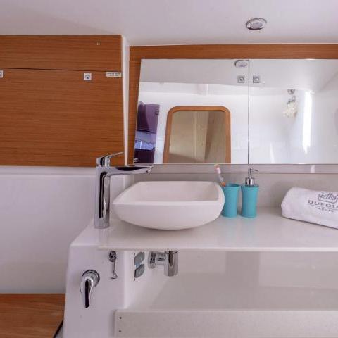 a close up of a sink in a small room